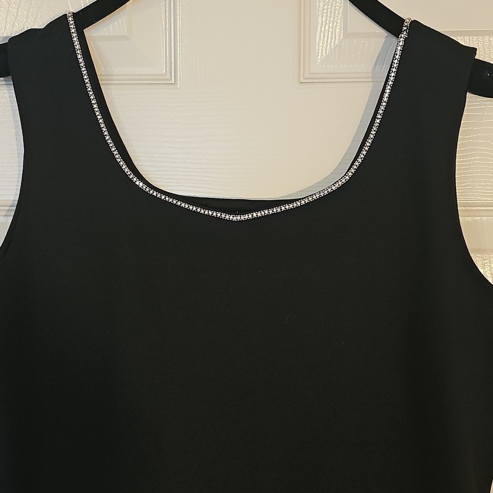 New Nicole Miller Very Black Sleeveless Dressy Tank Faux Diamonds Classic XL
